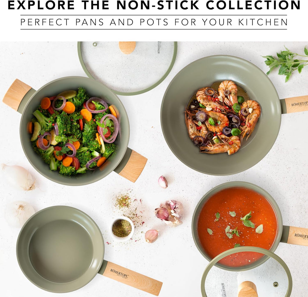 5.3 Quarts & 9.5" Ceramic Nonstick Cooking Pots with Lids – Durable, Easy Clean
