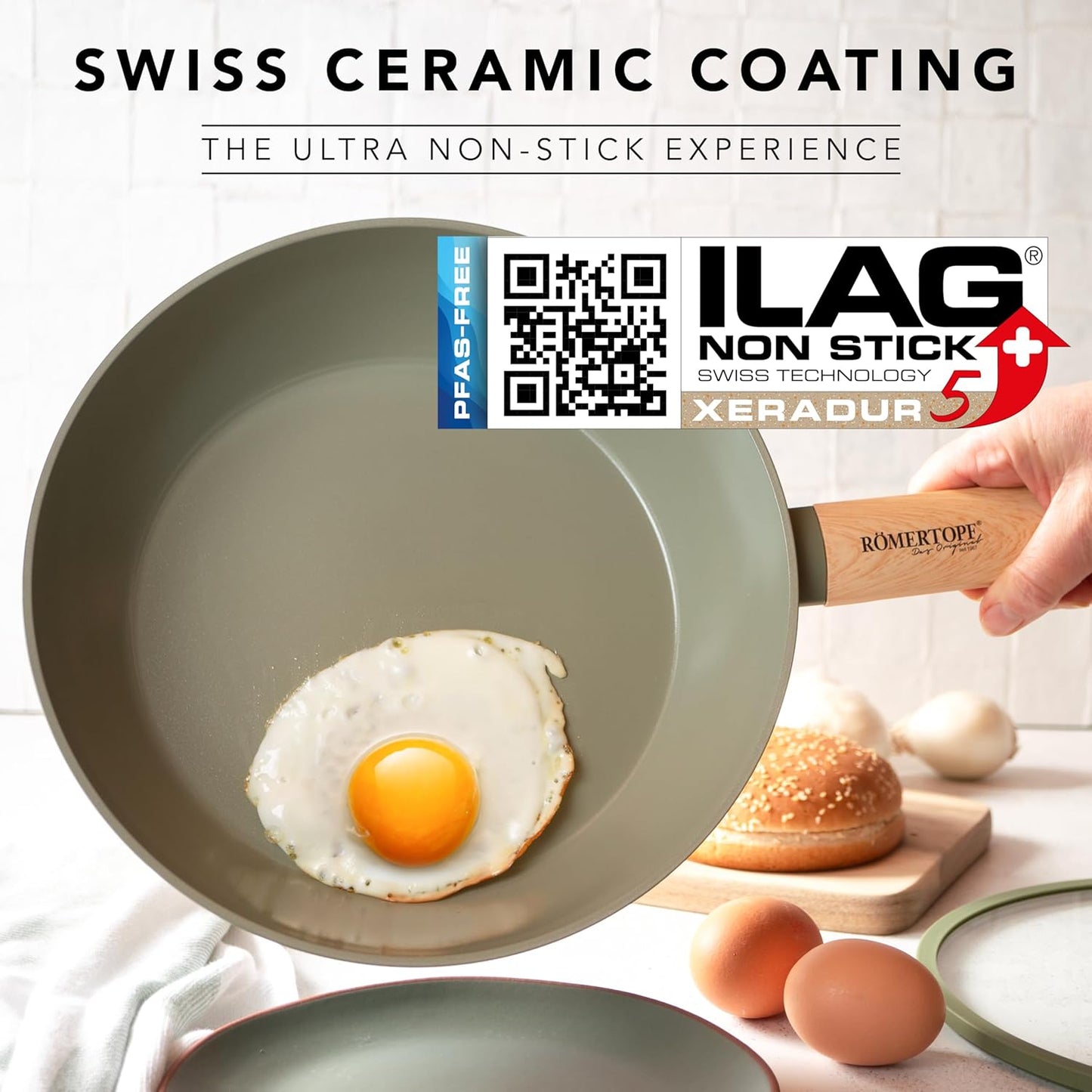 10" Nonstick Skillet with Lid – 3QT Deep Frying Pan, Ceramic, Induction, PFOA Free