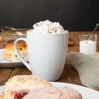 Set of 6 Coffee Cups 350ml | Premium White Porcelain Mugs with Handle