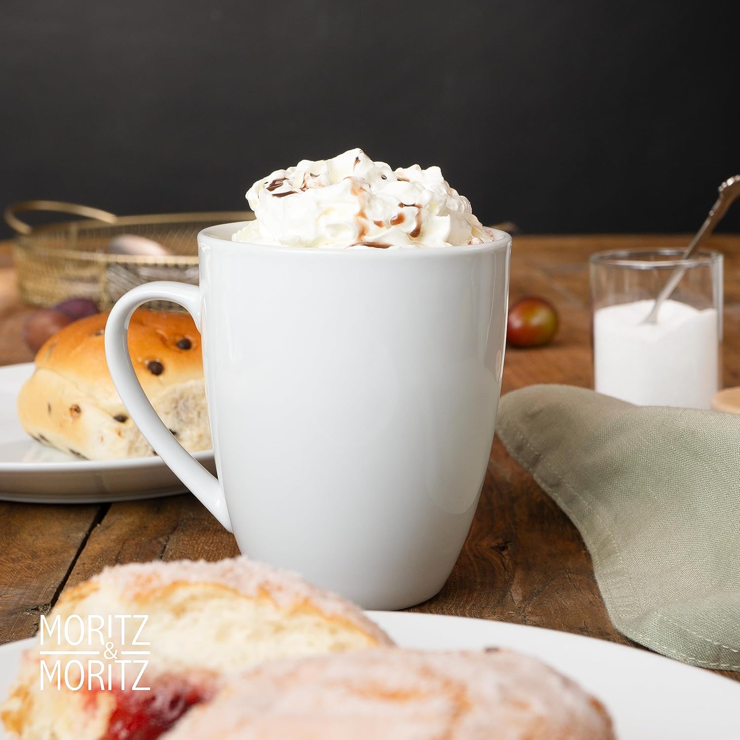 Set of 6 Coffee Cups 350ml | Premium White Porcelain Mugs with Handle