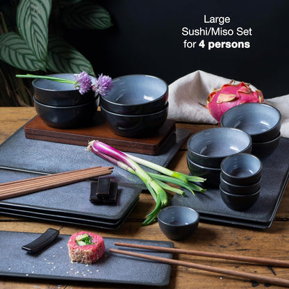 29-Piece Sushi Serving Set for 4 – Plates, Bowls & Chopsticks for Japanese Dining