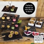 2-Tier Bamboo Cake Stand with Slate Plates – Foldable Dessert Display Tray