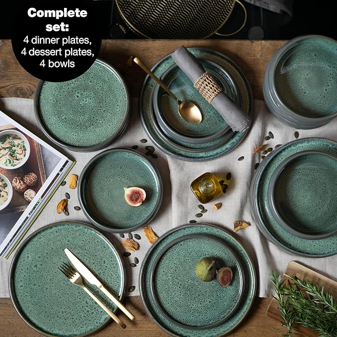 SOLID 12-Piece Stoneware Dinnerware Set