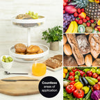 2-Tier White Metal Fruit Cake Stand with Citrus Zester | Bread & Dessert Display