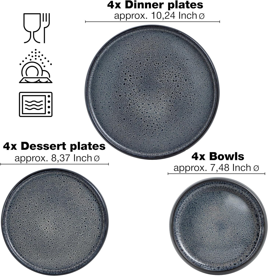 SOLID 12-Piece Stoneware Dinnerware Set