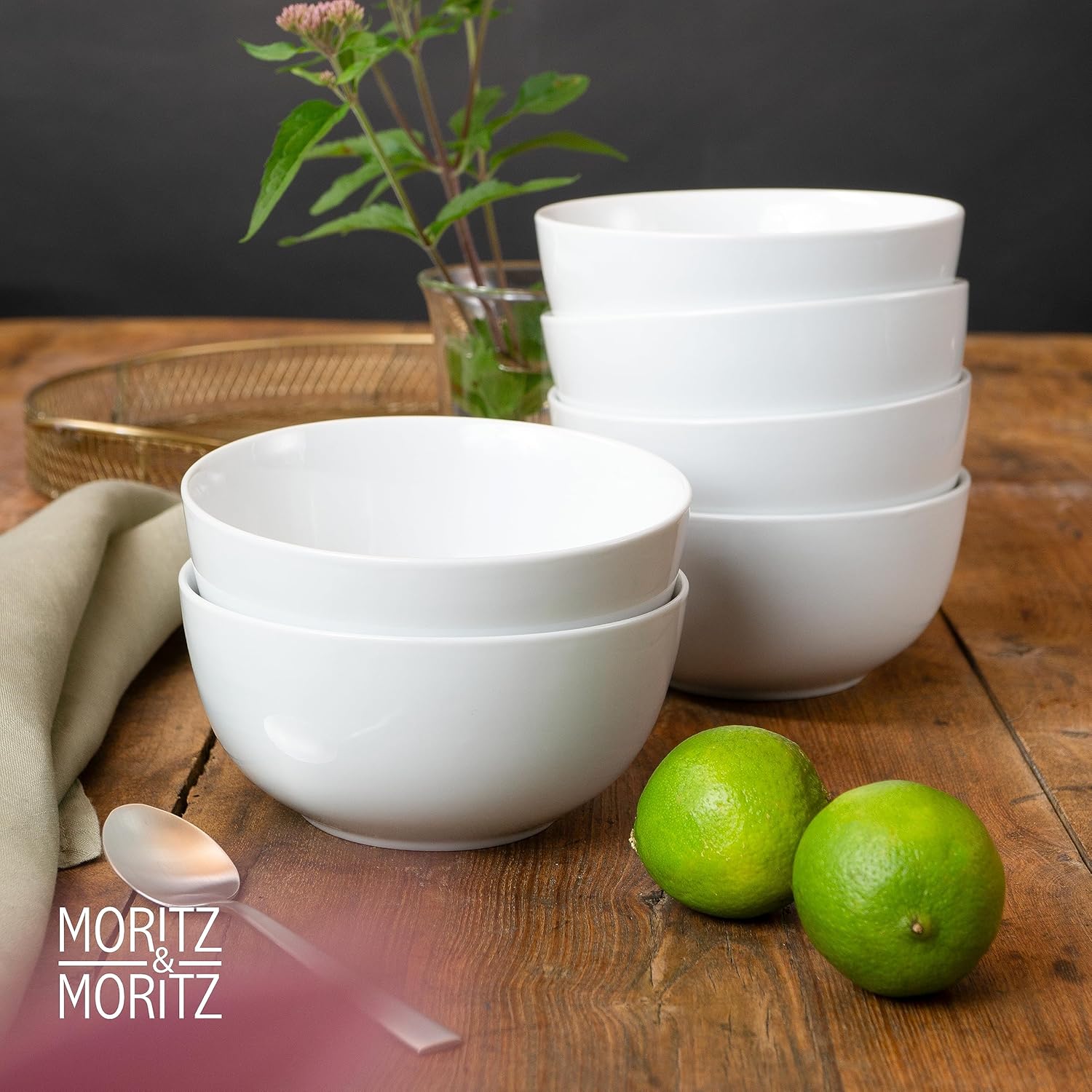 6-Piece White Porcelain Bowls
