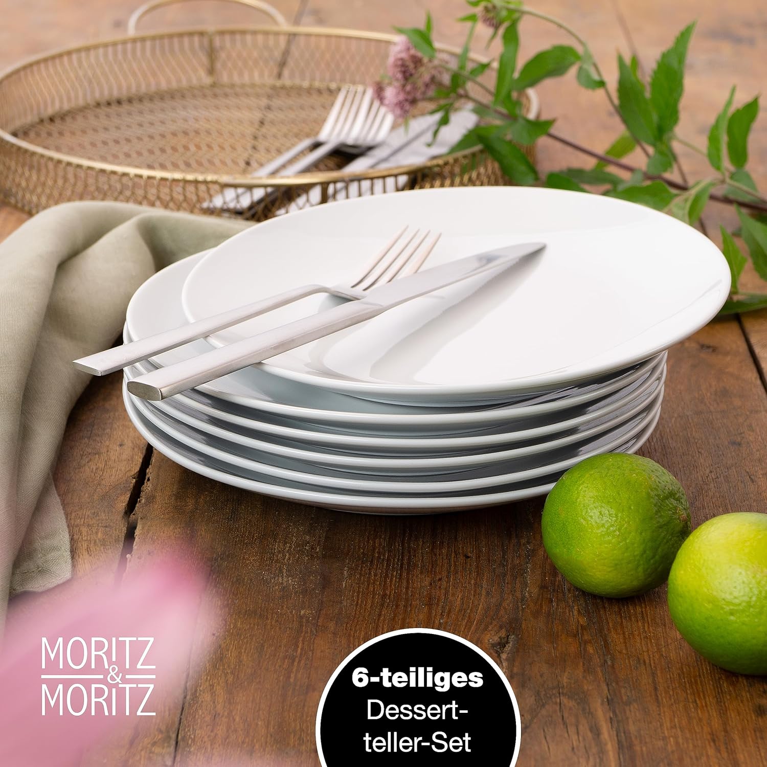 6-Piece White Porcelain Dessert & Snack Plates
