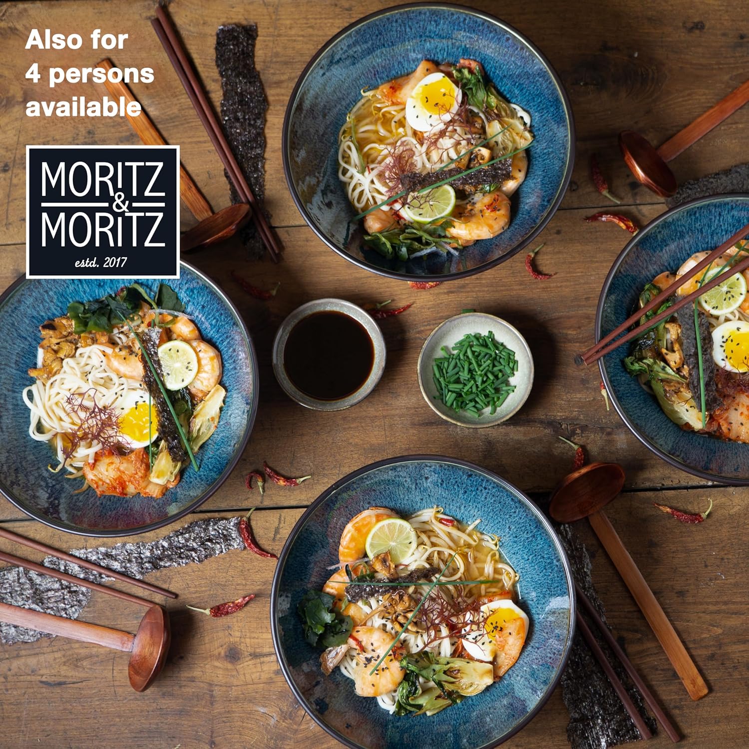 9.5" Ceramic Ramen Bowl Set