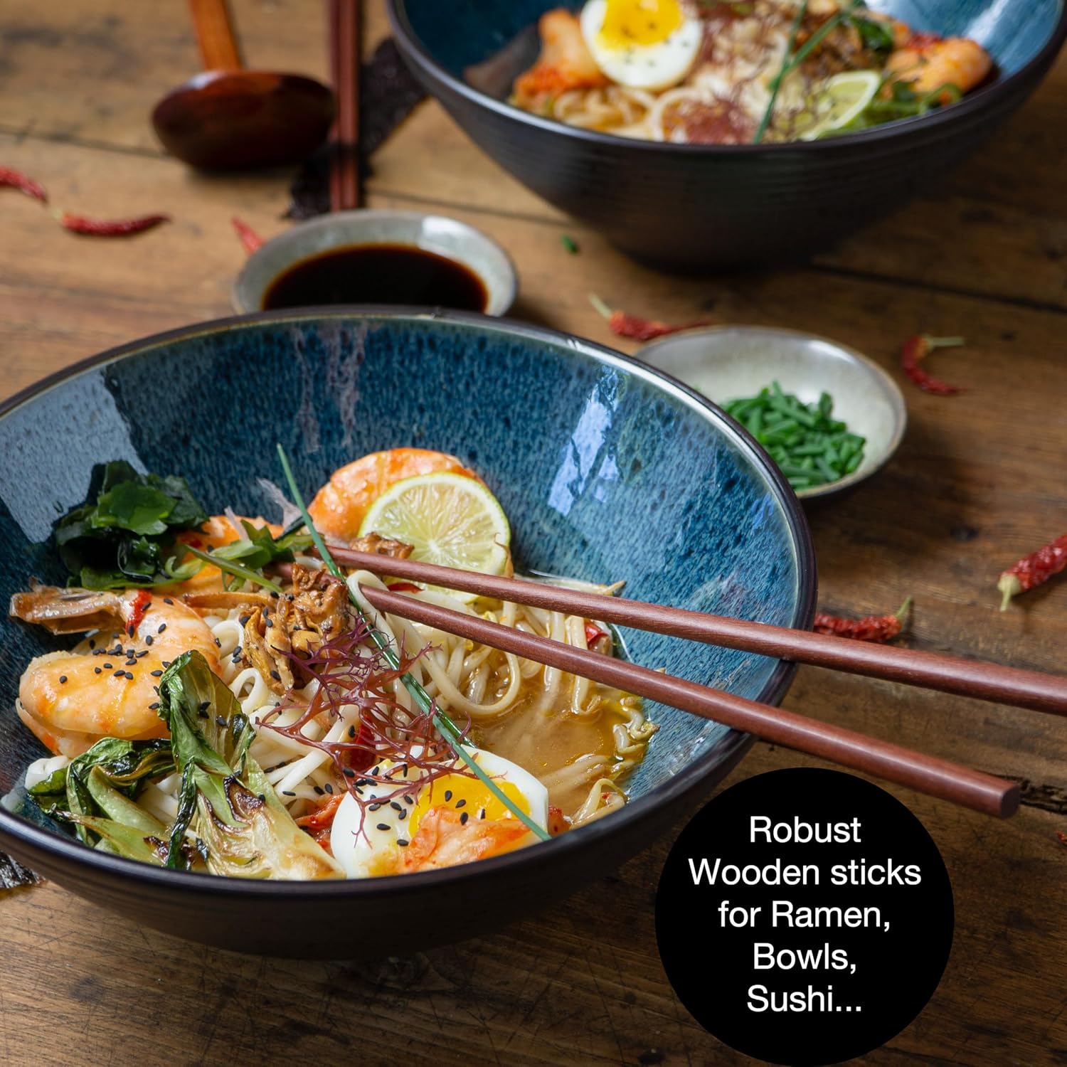 9.5" Ceramic Ramen Bowl Set