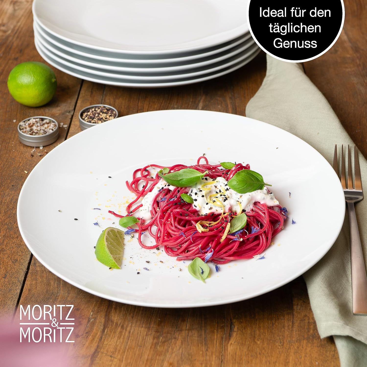 6-Piece White Porcelain Dinner Plates