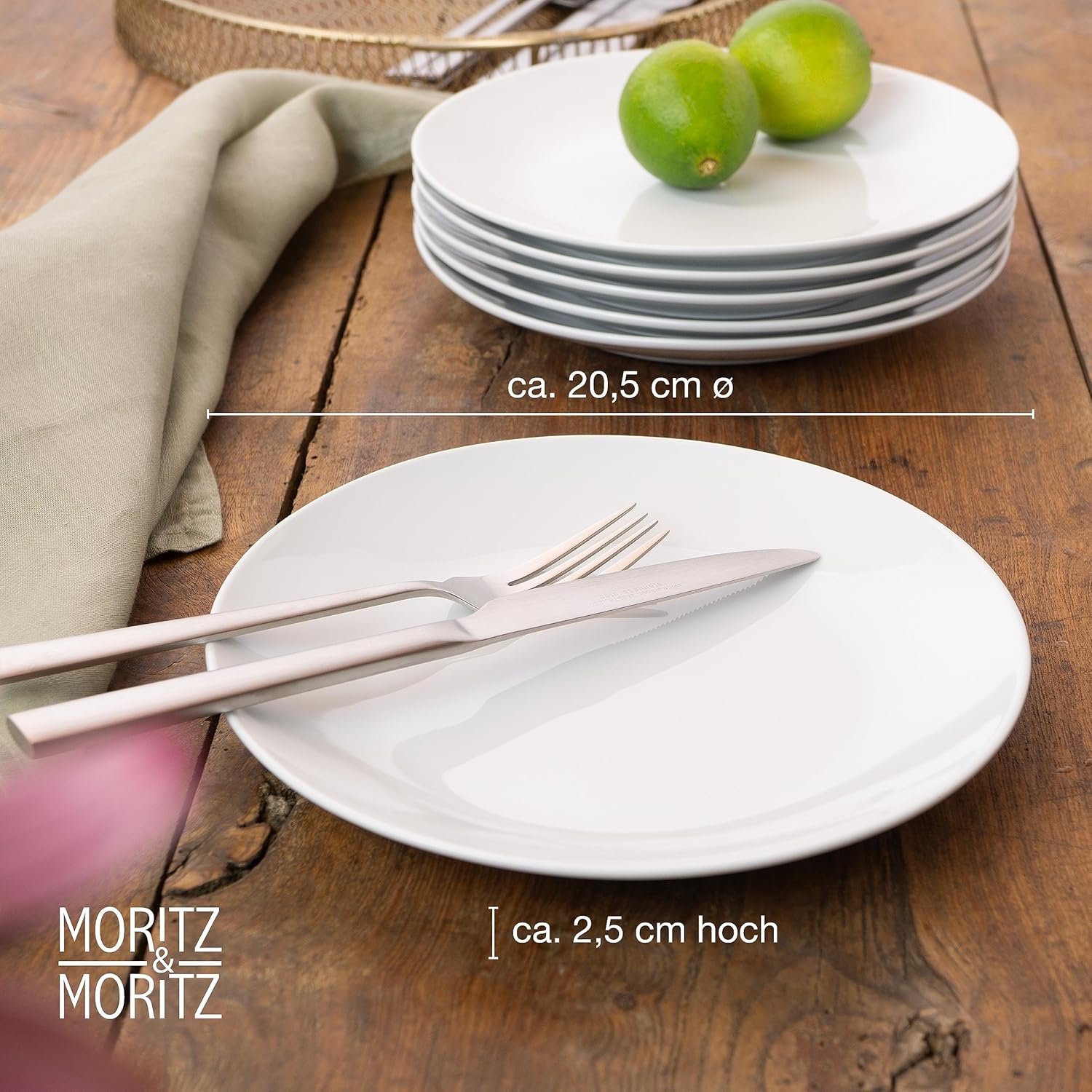 6-Piece White Porcelain Dessert & Snack Plates