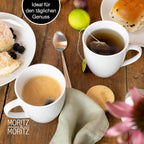 Set of 6 Coffee Cups 350ml | Premium White Porcelain Mugs with Handle