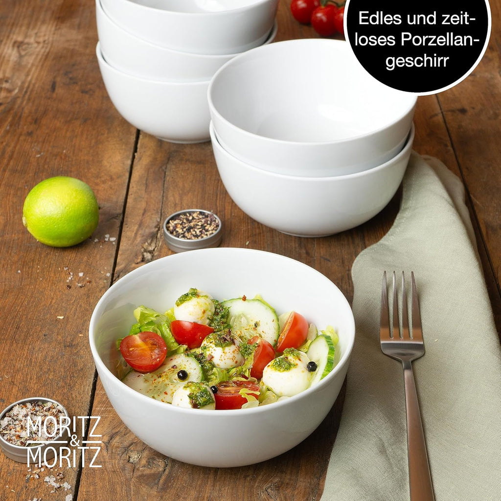 6-Piece White Porcelain Bowls