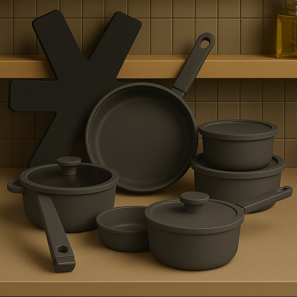 15-Piece Cast Aluminum Pot and Pan Set – Nonstick Cookware with Lids & Utensils