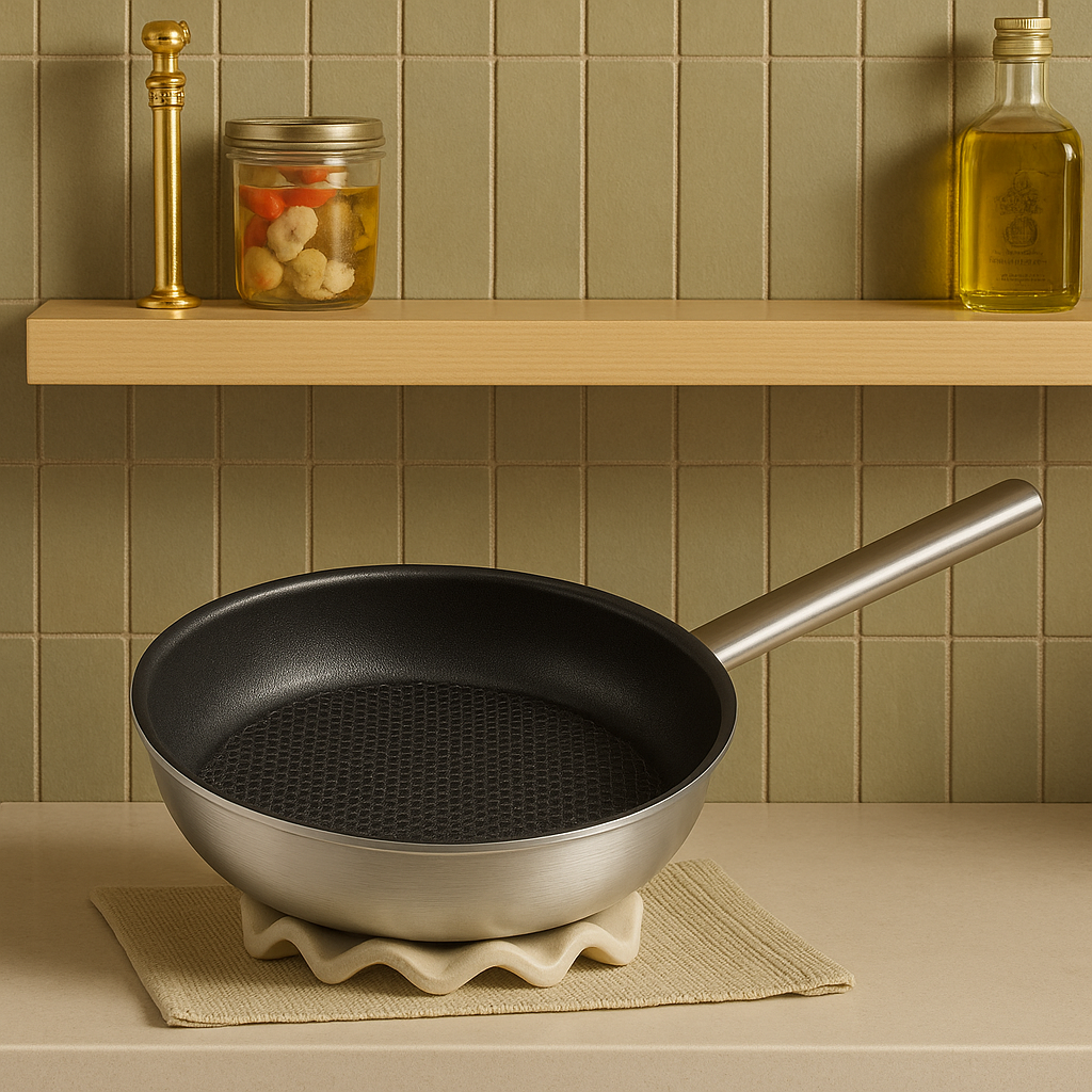 11" Stainless Steel Honeycomb Nonstick Pan – Durable, Scratch-Resistant Frying