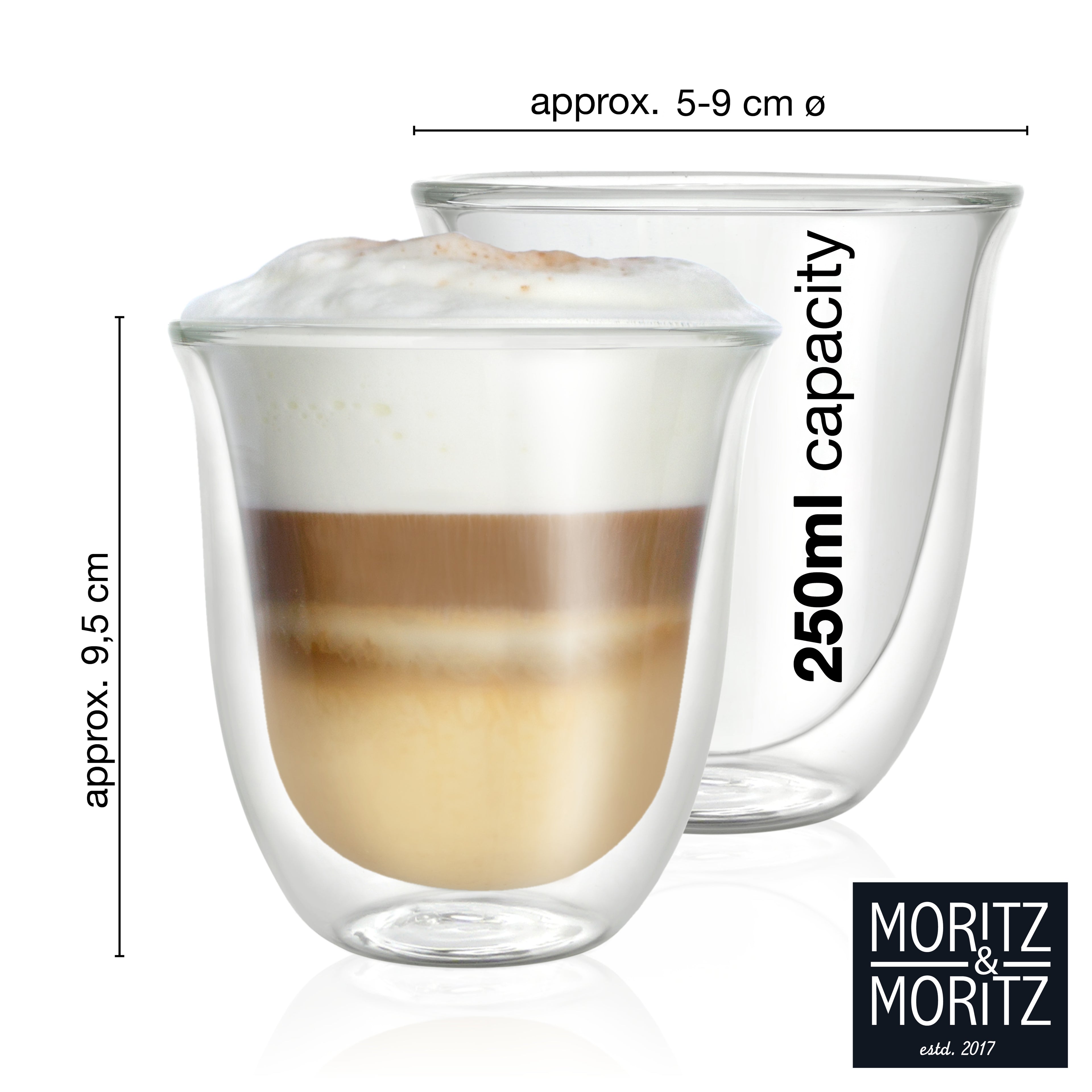 Caffè Italia Napoli Double Walled Coffee Glasses | Set of 6 Hot & Cold Cups