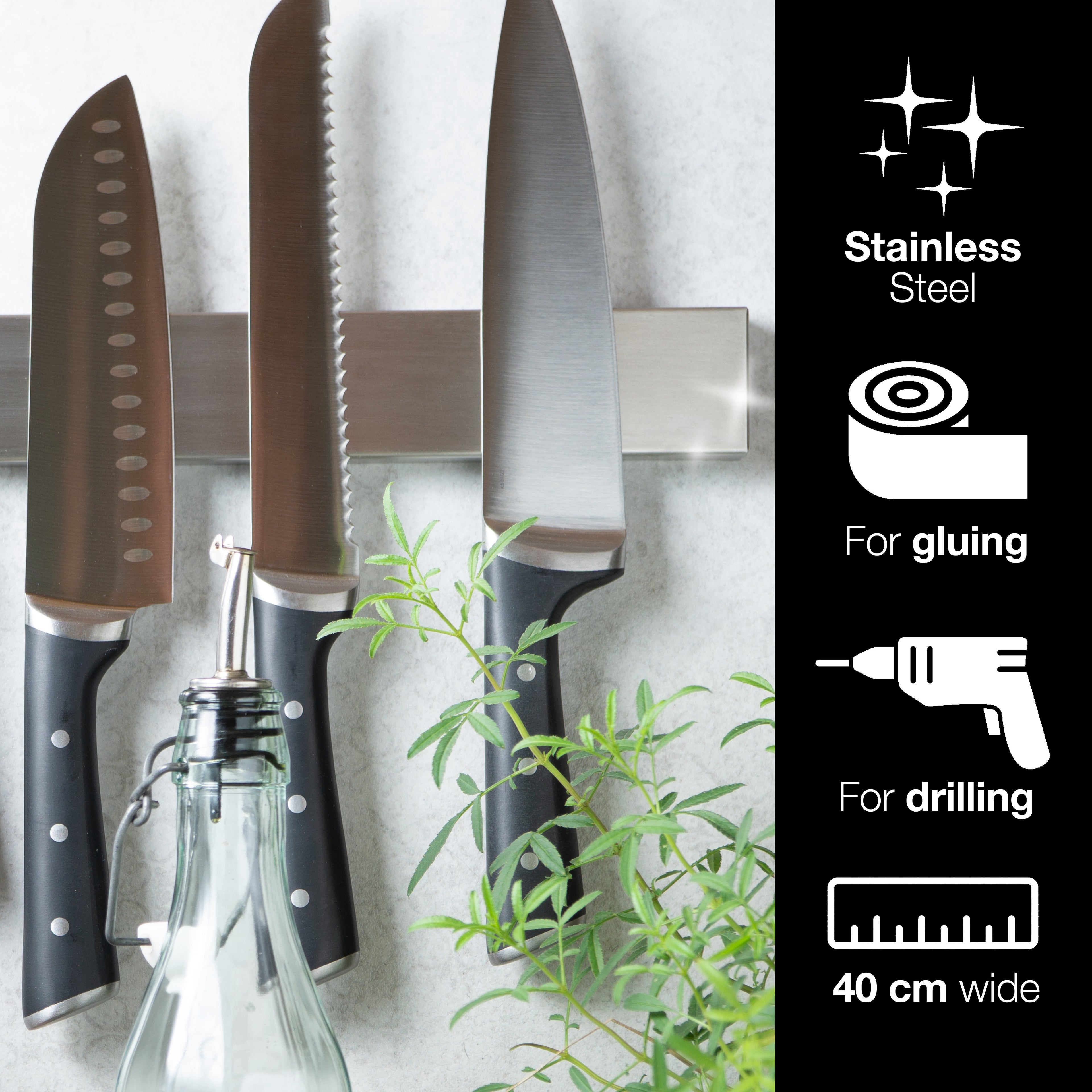 Stainless Steel Magnetic Wall Knife Holder (16 inches)