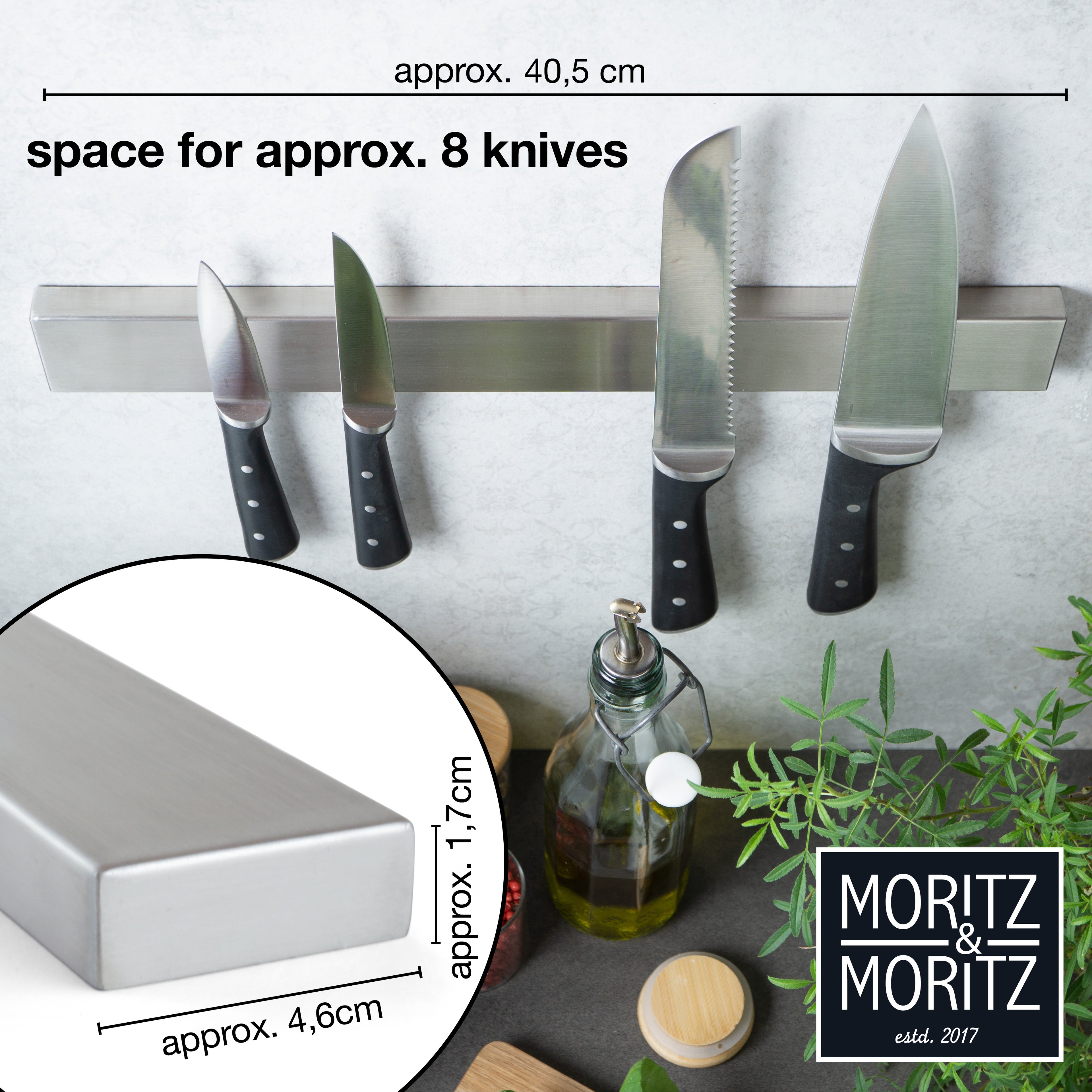 Stainless Steel Magnetic Wall Knife Holder (16 inches)