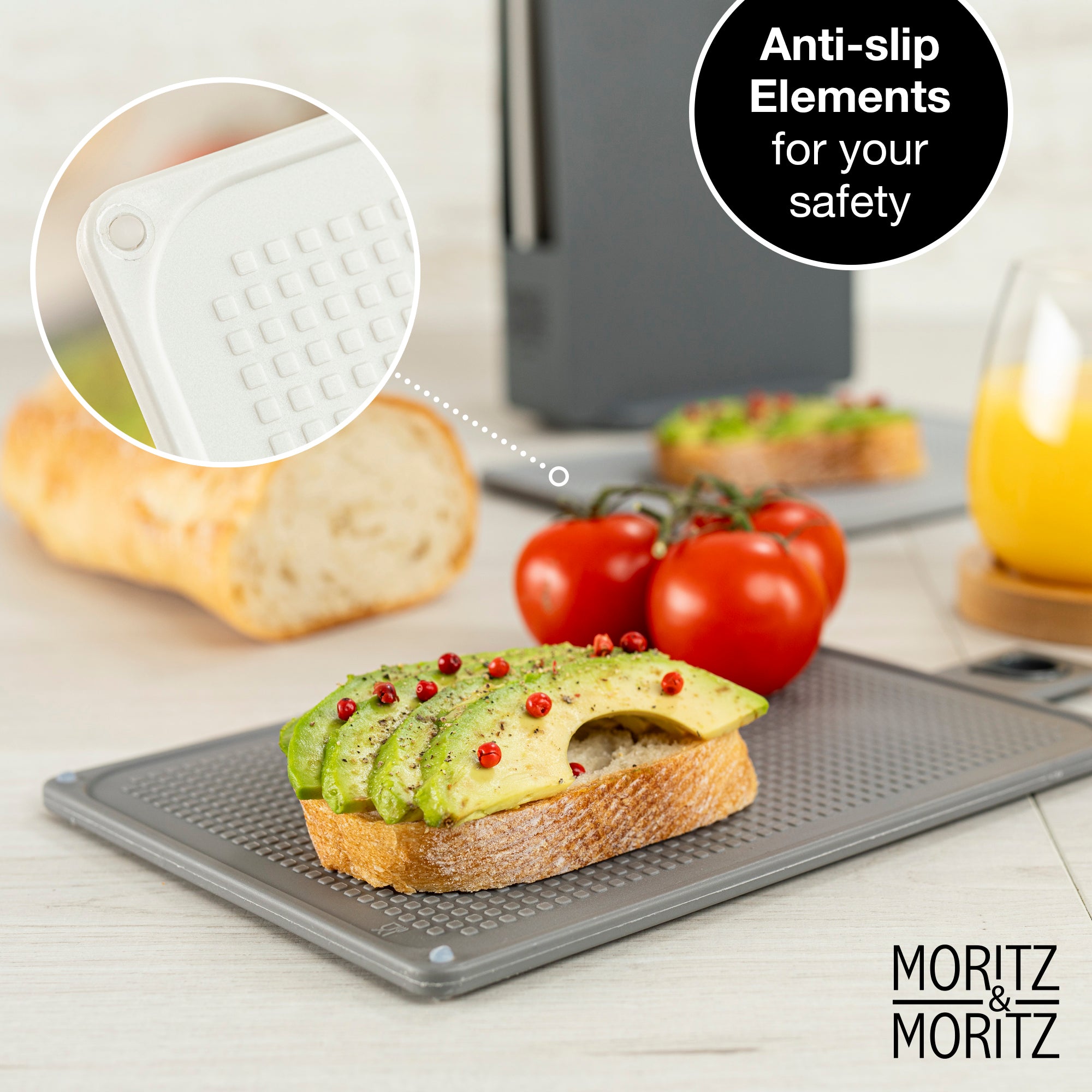 4-Piece Cutting Board Set with Stand (Black and Grey)