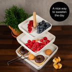 3 Tier Porcelain Fruit Stand with Tongs | Elegant Dessert & Fruit Display