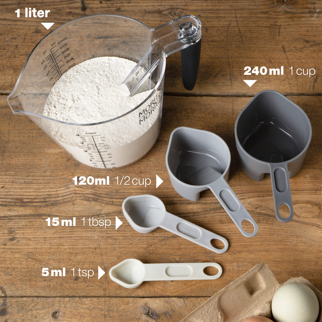 Measuring Cups & Spoons Set | 1L BPA-Free Plastic Kitchen Measuring Kit