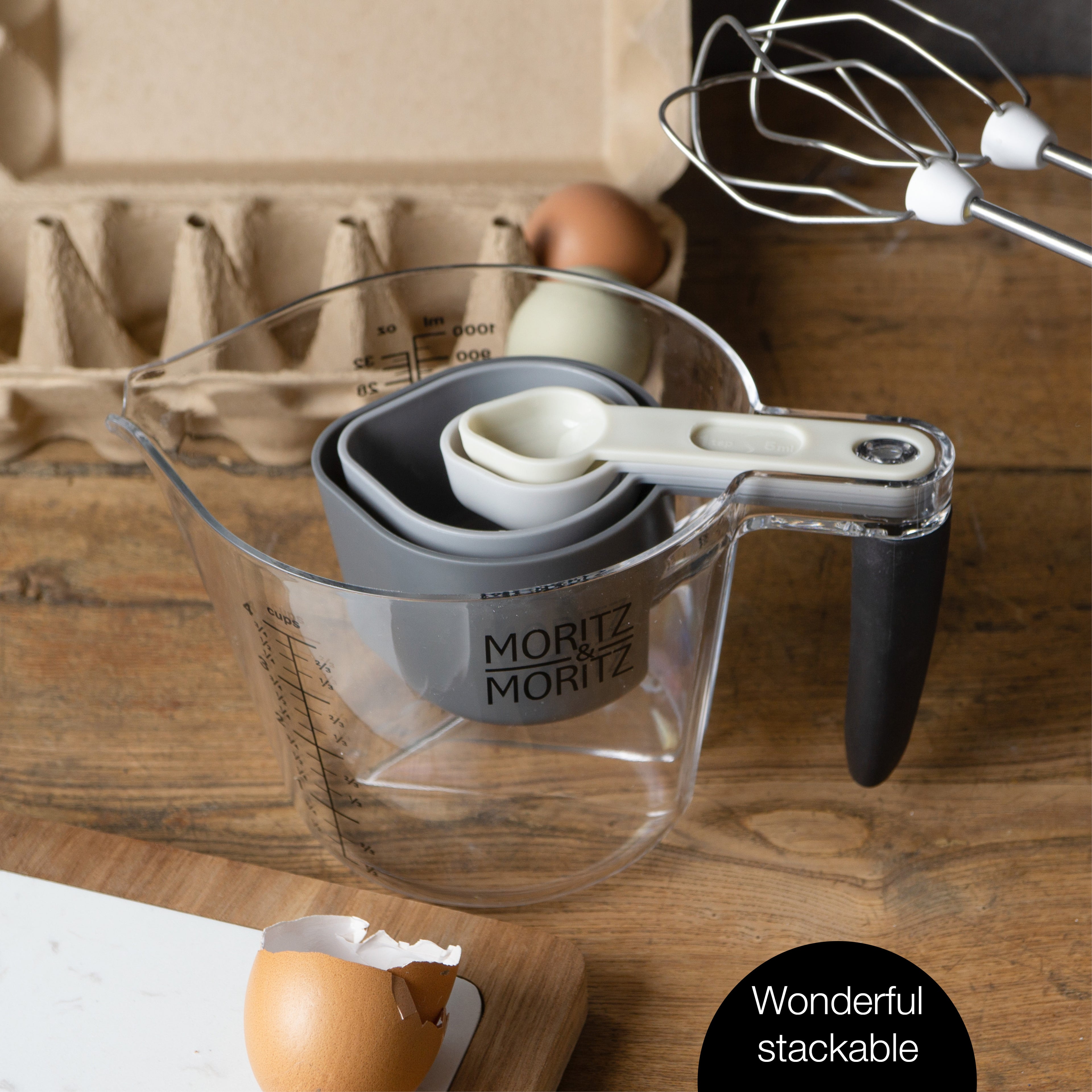 Measuring Cups & Spoons Set | 1L BPA-Free Plastic Kitchen Measuring Kit