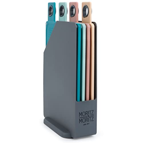 4-Piece Cutting Board Set with Stand (Mixed Colors)