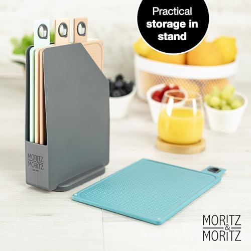 4-Piece Cutting Board Set with Stand (Mixed Colors)