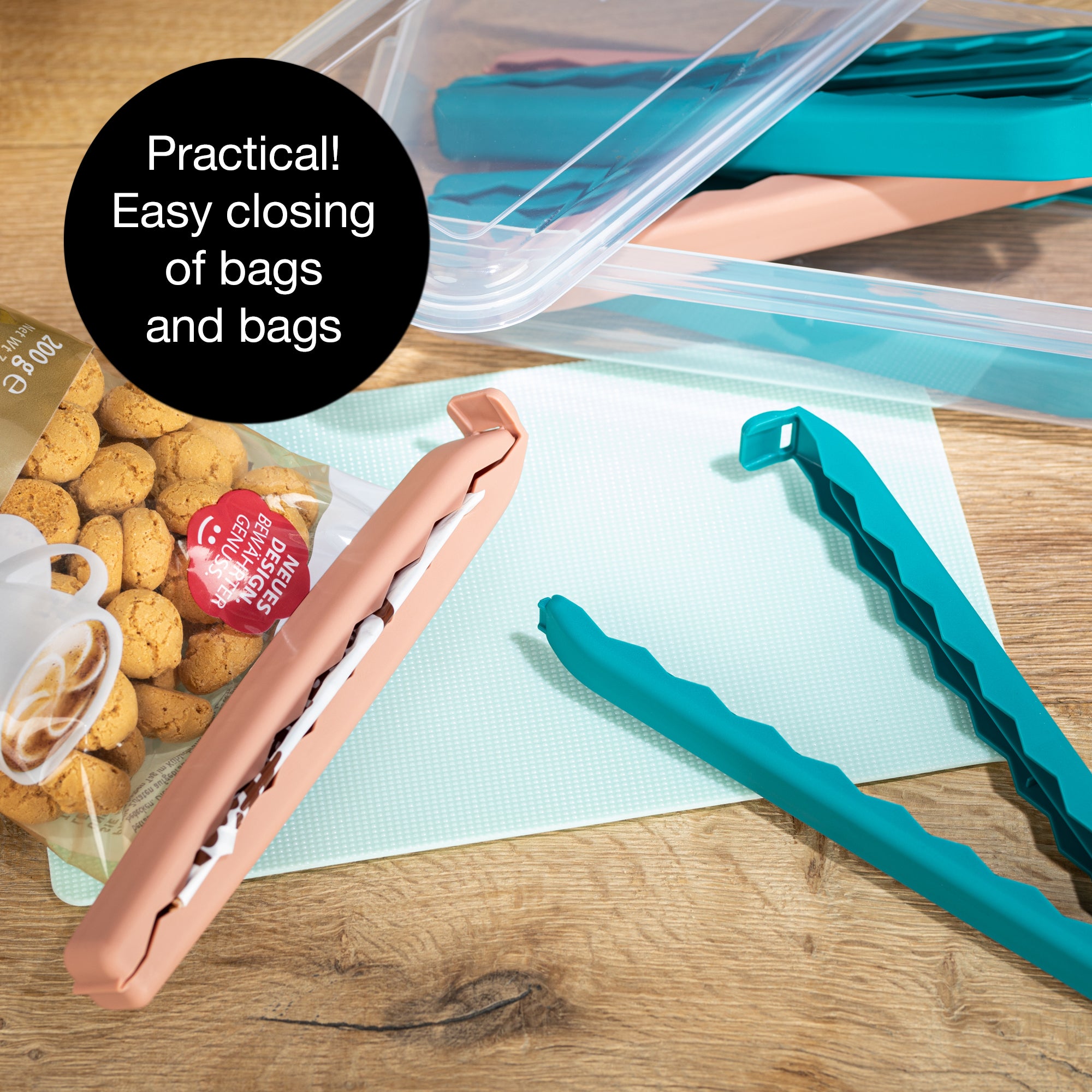 5 Large Bag Clips with Clear Storage Box | Mixed Colors, BPA-Free & Reusable