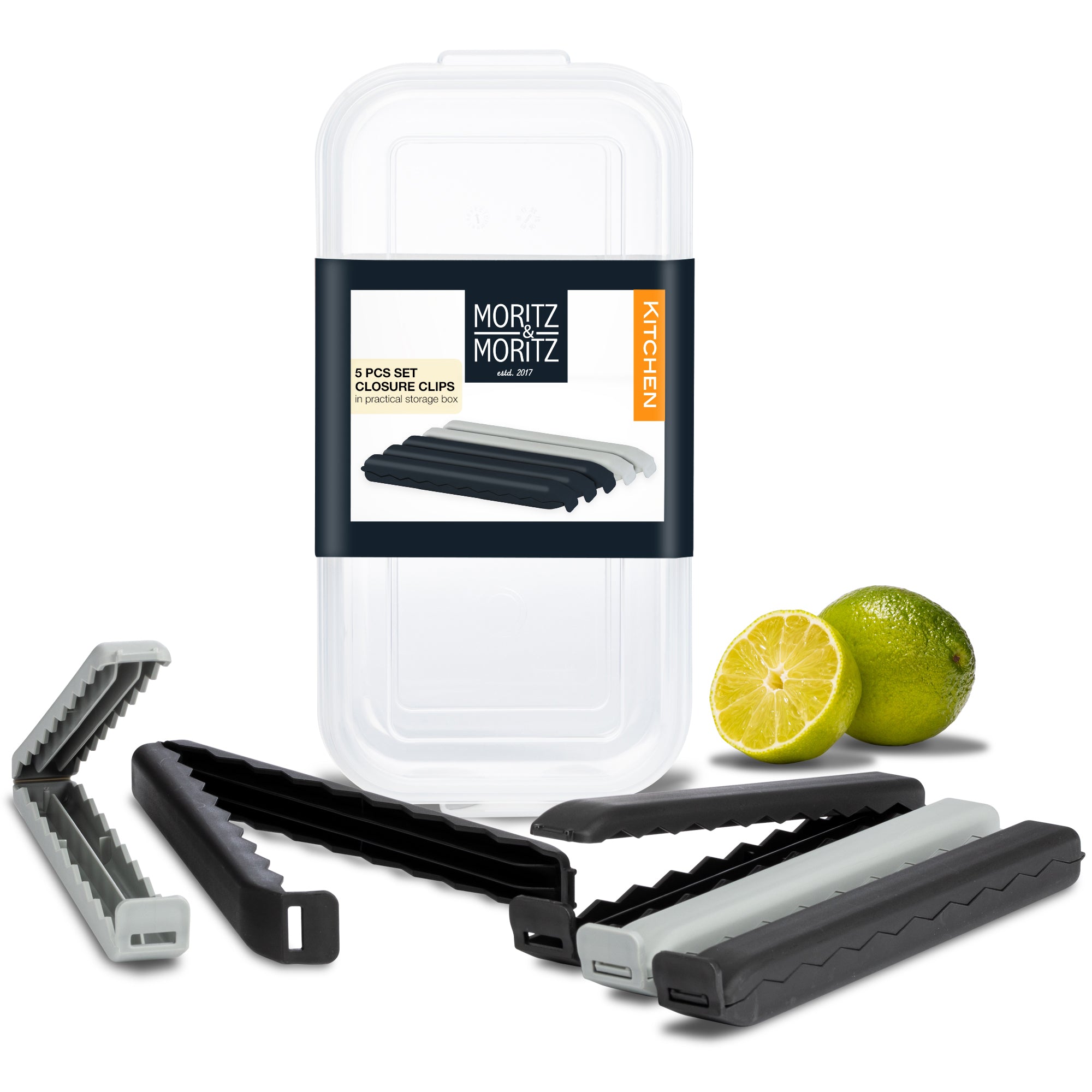 5 Large Bag Clips with Clear Storage Box | BPA-Free, Reusable & Hygienic