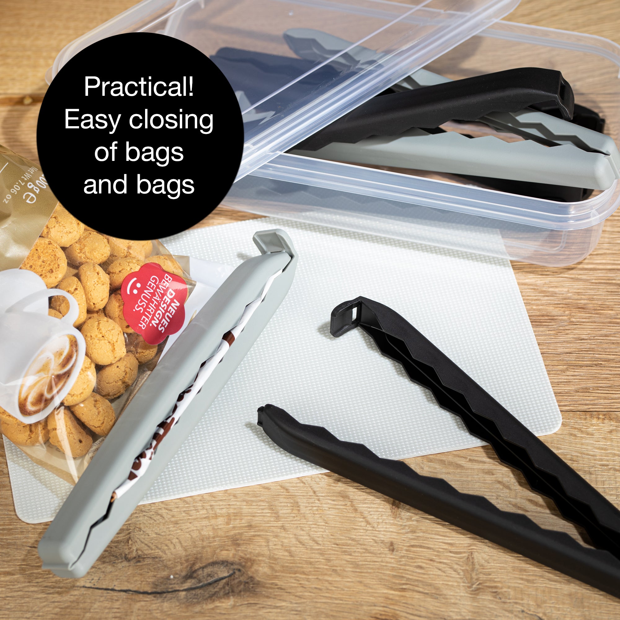 5 Large Bag Clips with Clear Storage Box | BPA-Free, Reusable & Hygienic