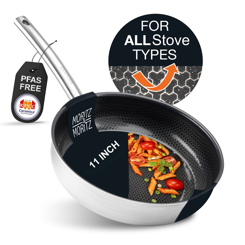 11" Stainless Steel Honeycomb Nonstick Pan – Durable, Scratch-Resistant Frying