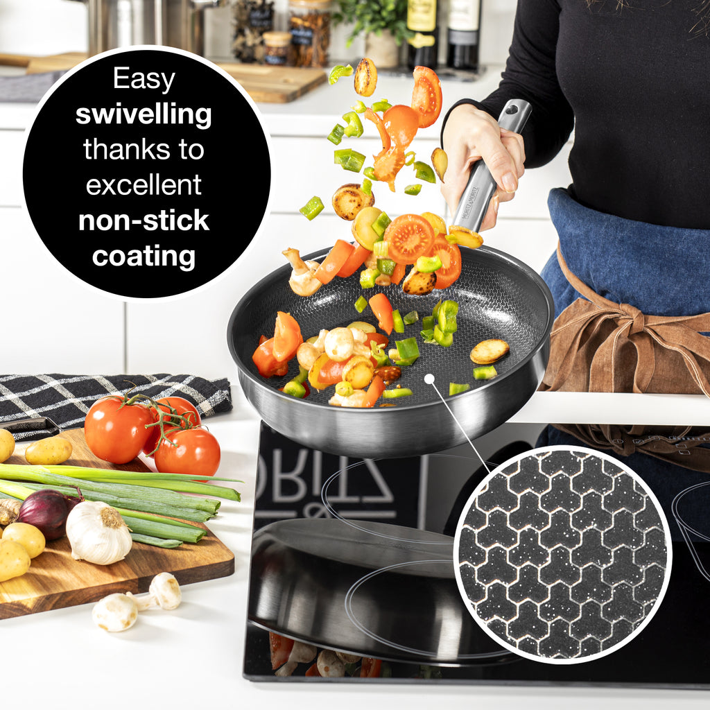11" Stainless Steel Honeycomb Nonstick Pan – Durable, Scratch-Resistant Frying