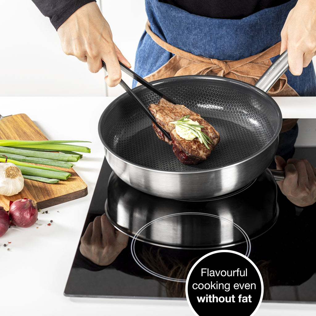 11" Stainless Steel Honeycomb Nonstick Pan – Durable, Scratch-Resistant Frying