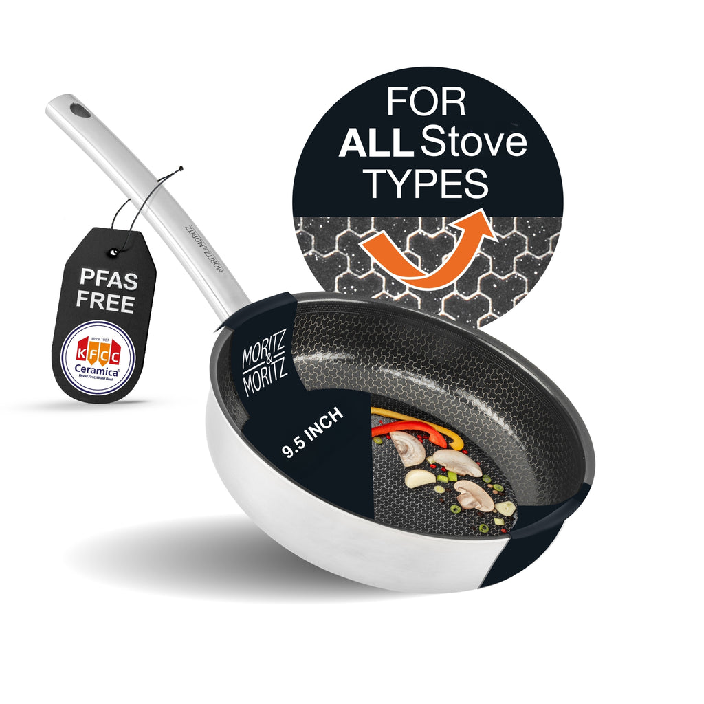 9.5" Stainless Steel Honeycomb Nonstick Pan – Durable, Scratch-Resistant Frying