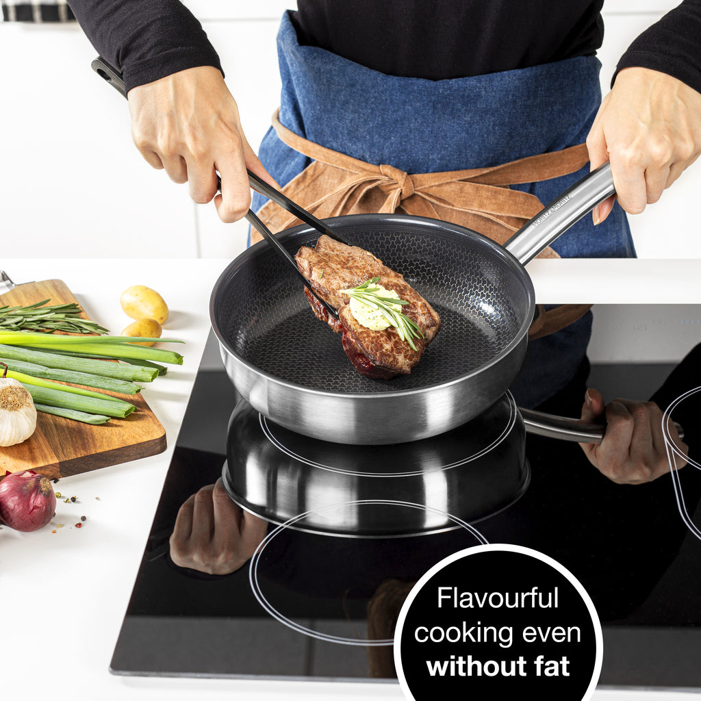 9.5" Stainless Steel Honeycomb Nonstick Pan – Durable, Scratch-Resistant Frying