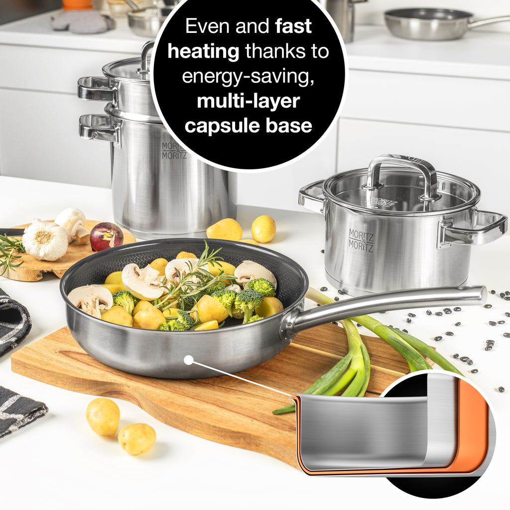 9.5" Stainless Steel Honeycomb Nonstick Pan – Durable, Scratch-Resistant Frying