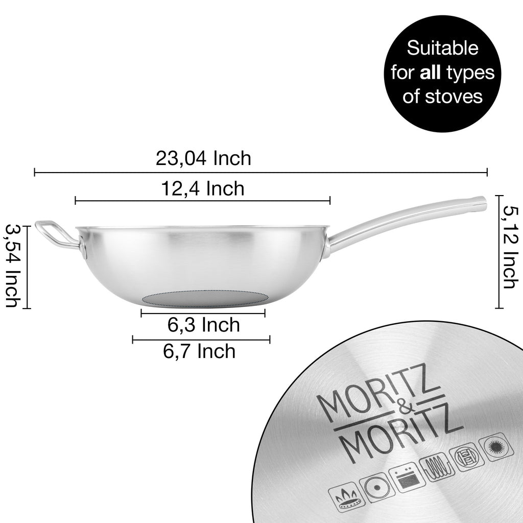 12" Stainless Steel Nonstick Honeycomb Wok Pan – Durable, Scratch Resistant