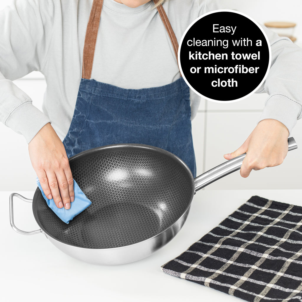 12" Stainless Steel Nonstick Honeycomb Wok Pan – Durable, Scratch Resistant