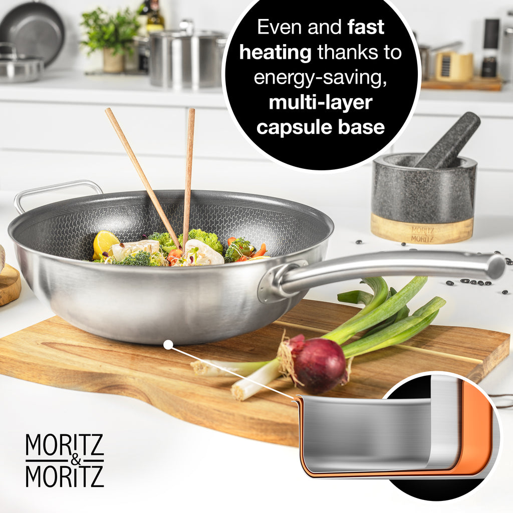 12" Stainless Steel Nonstick Honeycomb Wok Pan – Durable, Scratch Resistant