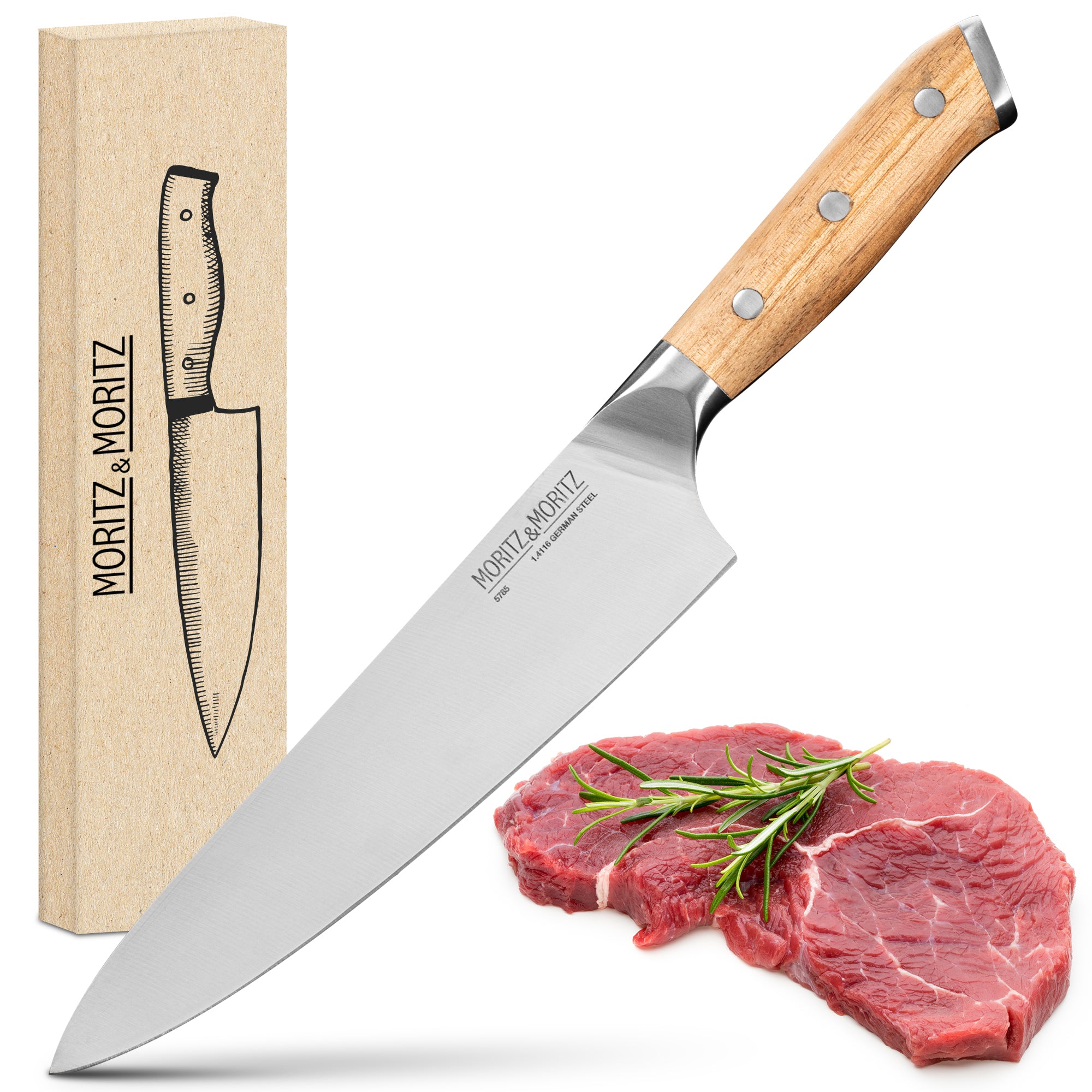 German Steel 8" Chef’s Knife | Professional Sharp Multipurpose Kitchen Knife