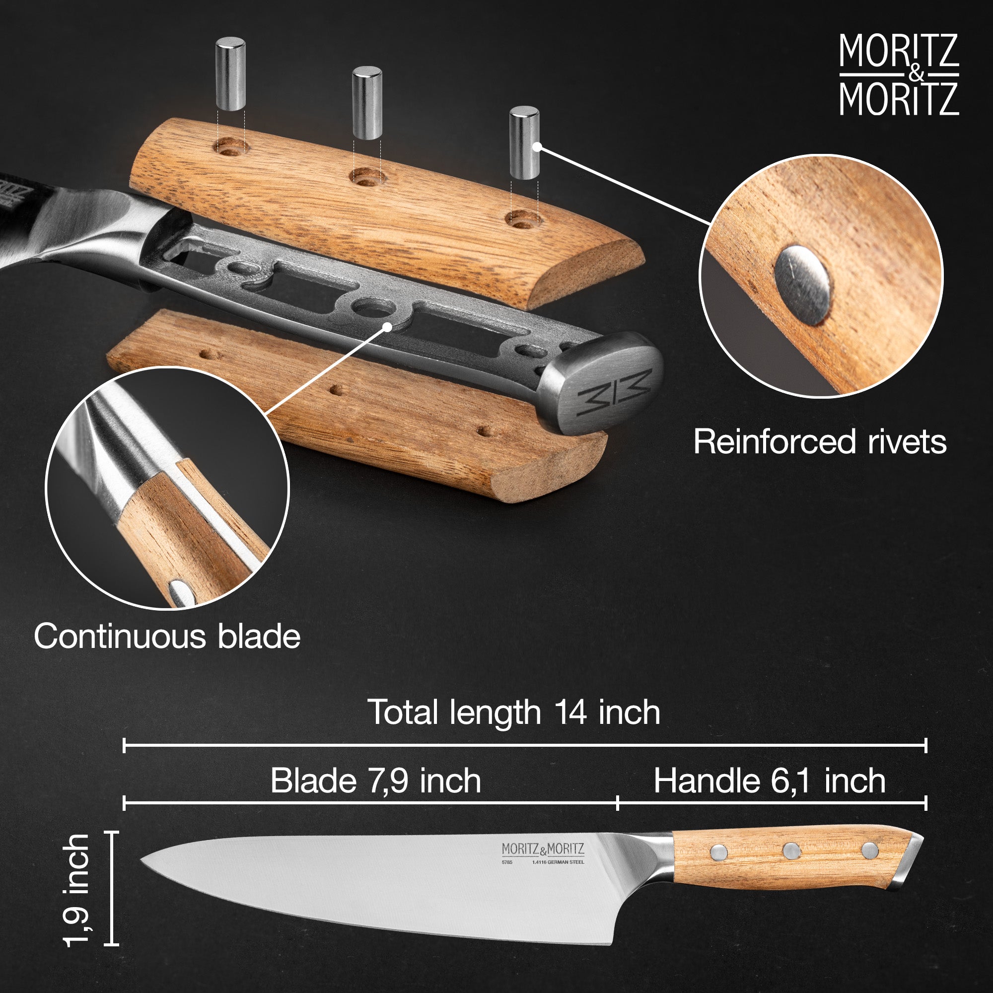 German Steel 8" Chef’s Knife | Professional Sharp Multipurpose Kitchen Knife