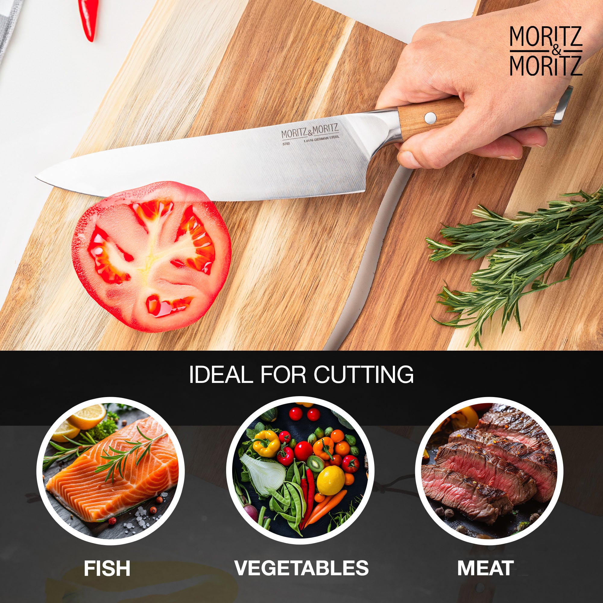 German Steel 8" Chef’s Knife | Professional Sharp Multipurpose Kitchen Knife