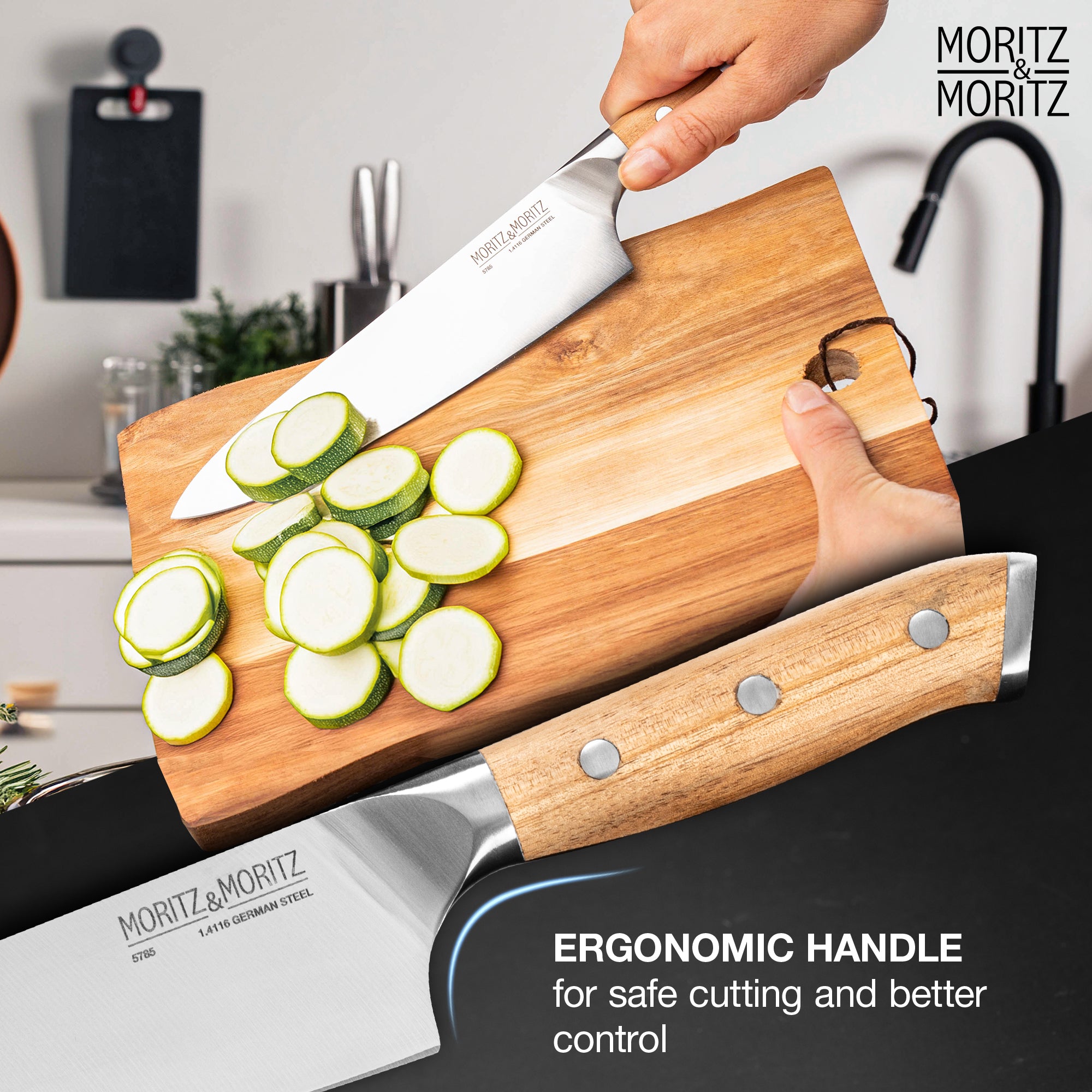 German Steel 8" Chef’s Knife | Professional Sharp Multipurpose Kitchen Knife
