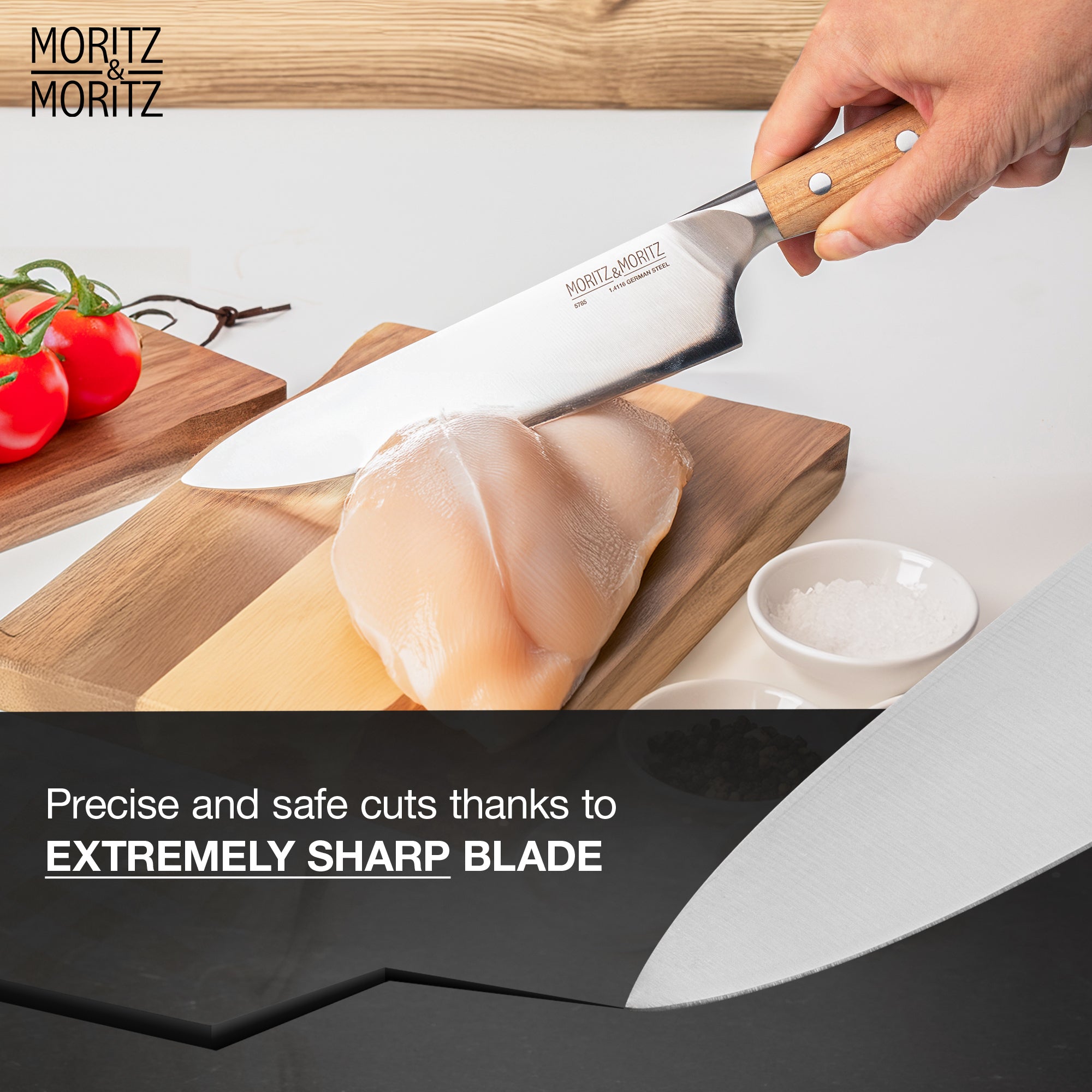 German Steel 8" Chef’s Knife | Professional Sharp Multipurpose Kitchen Knife