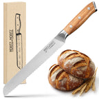German Steel 8" Bread Knife | Sharp, Rust-Resistant with Acacia Wood Handle