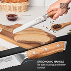 German Steel 8" Bread Knife | Sharp, Rust-Resistant with Acacia Wood Handle