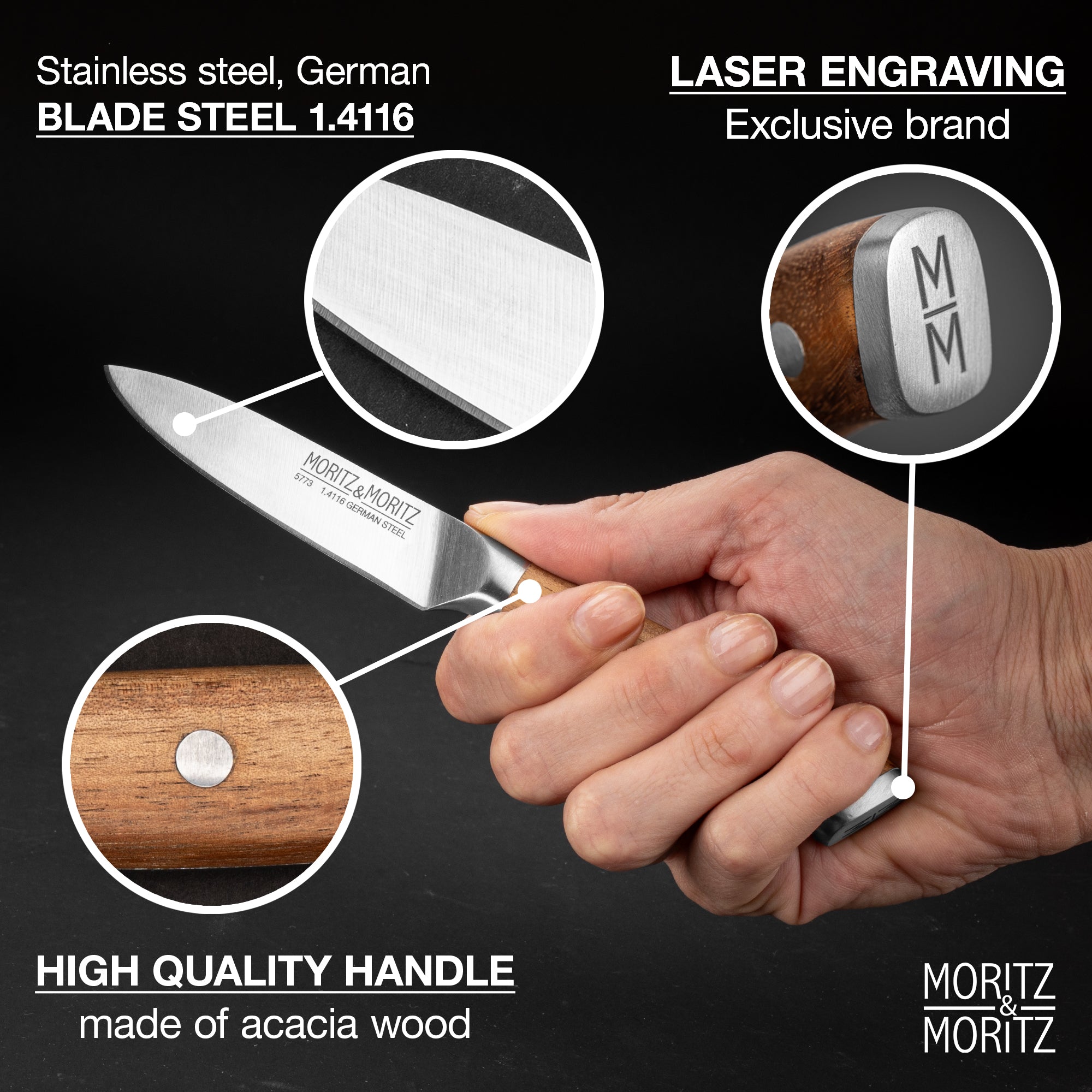 German Steel 3.5" Vegetable Knife | Professional Sharp Multipurpose Kitchen Tool