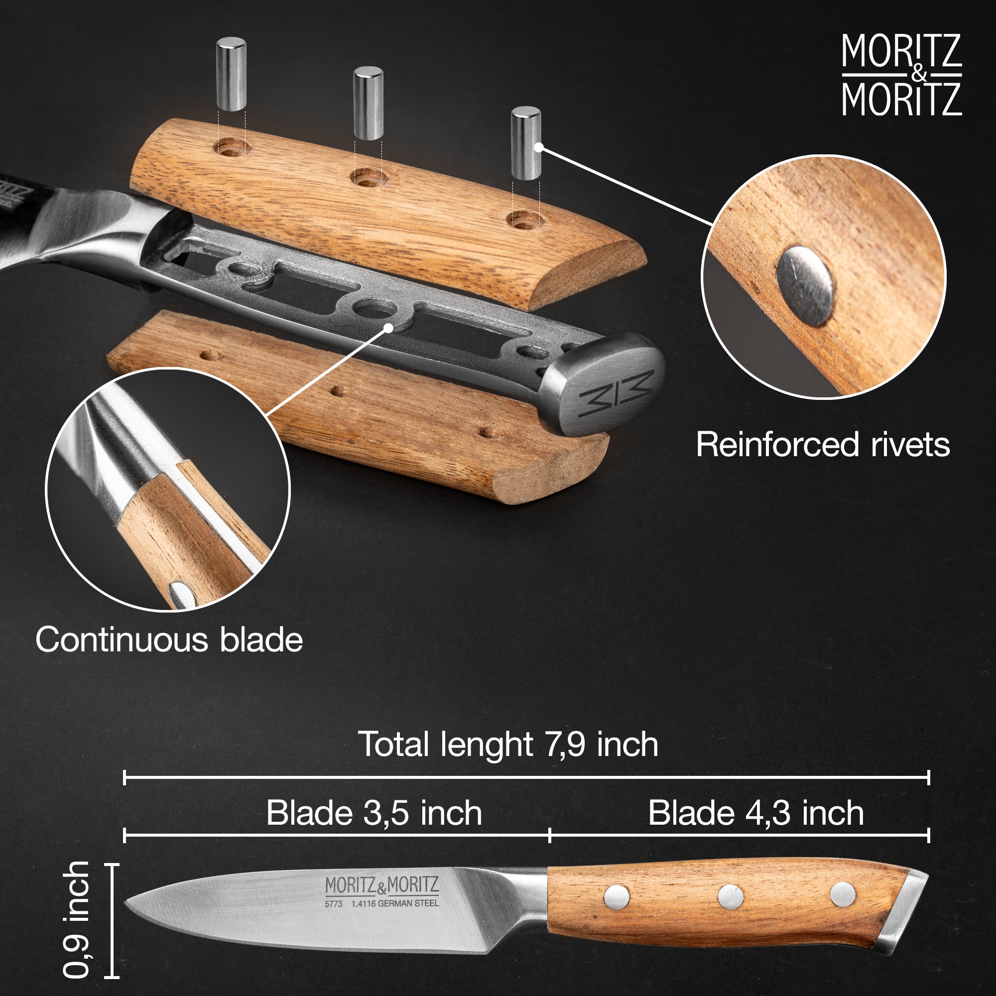 German Steel 3.5" Vegetable Knife | Professional Sharp Multipurpose Kitchen Tool