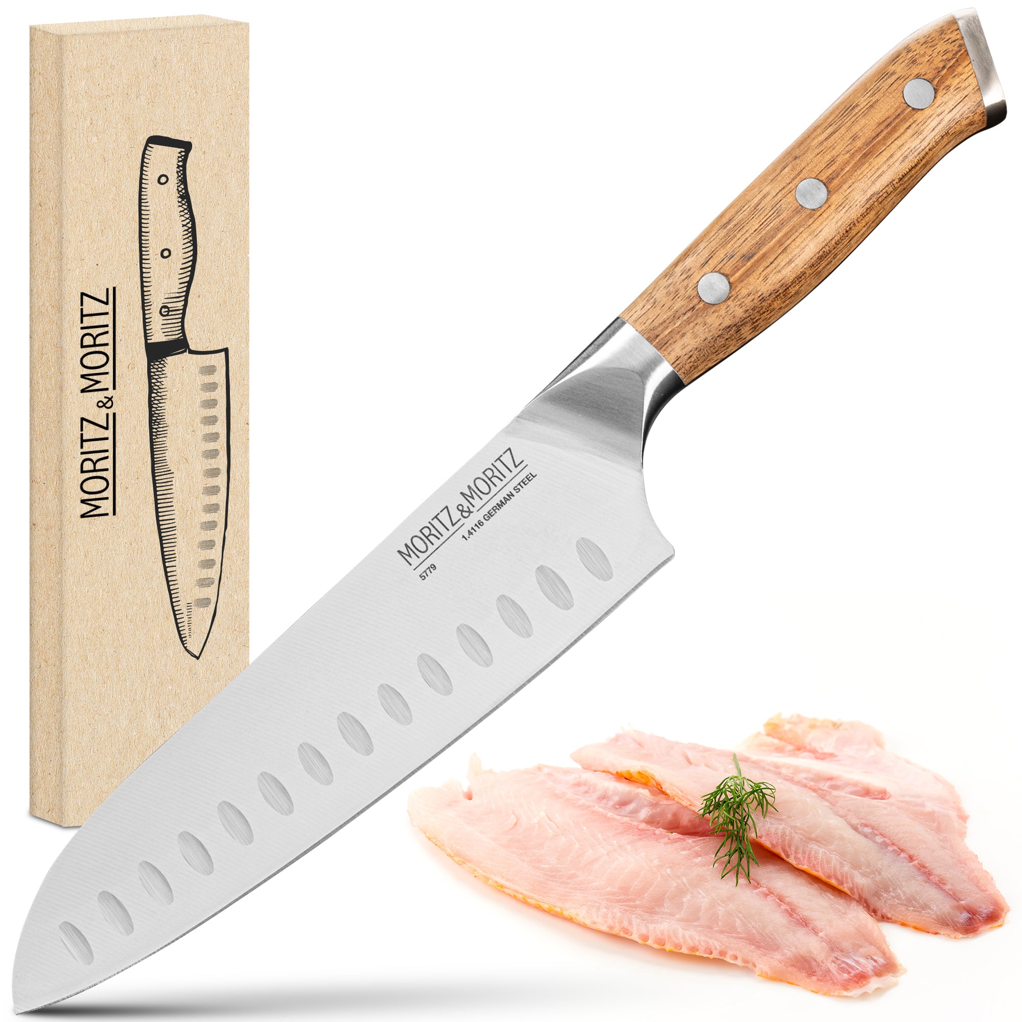German Steel 7" Santoku Knife | Professional Sharp Multipurpose Kitchen Knife
